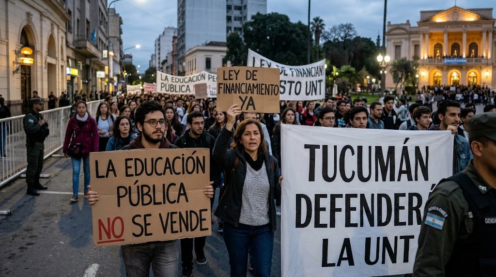 La comunidad universitaria se movilizó en Tucumán en reclamo de fondos y recomposición salarial